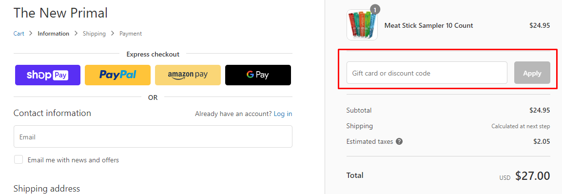 How do I use my The New Primal discount code?
