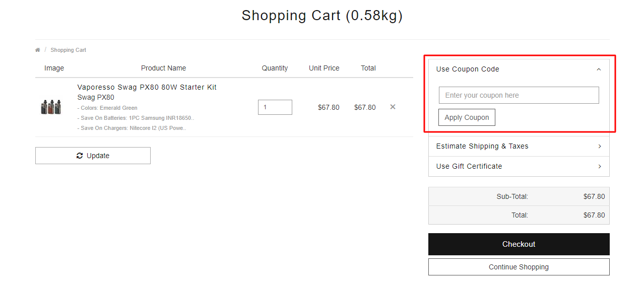 How do I use my Smokstore coupon code?