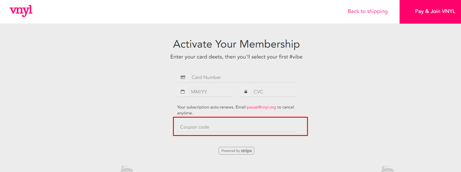 How do I use my VNYL coupon code?