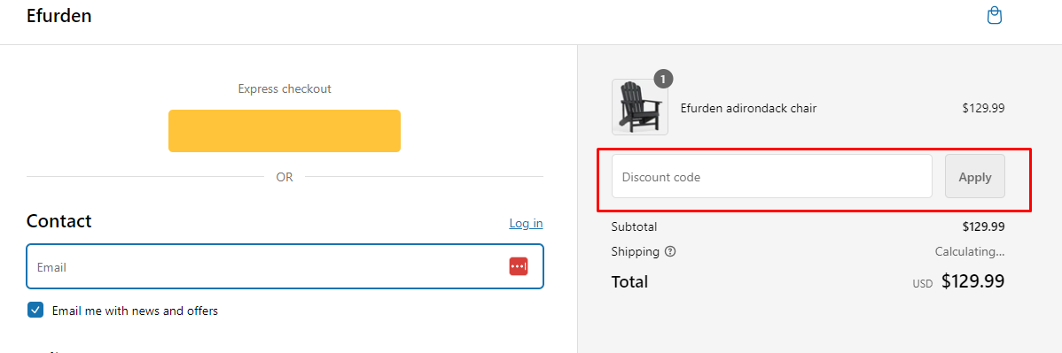 How do I use my Efurden discount code?