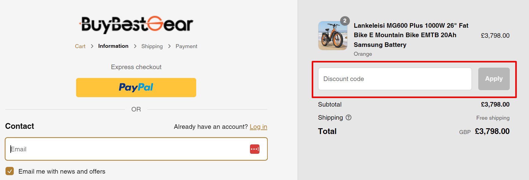 How do I use my Buybestgear disocunt code?