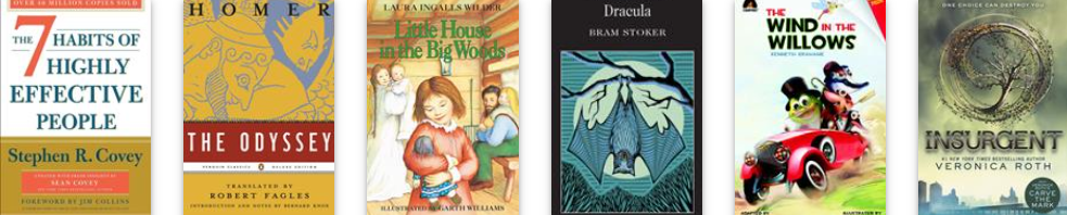 six exhibited books from ThriftBooks’ website that are some of ThriftBooks’ customers love to read