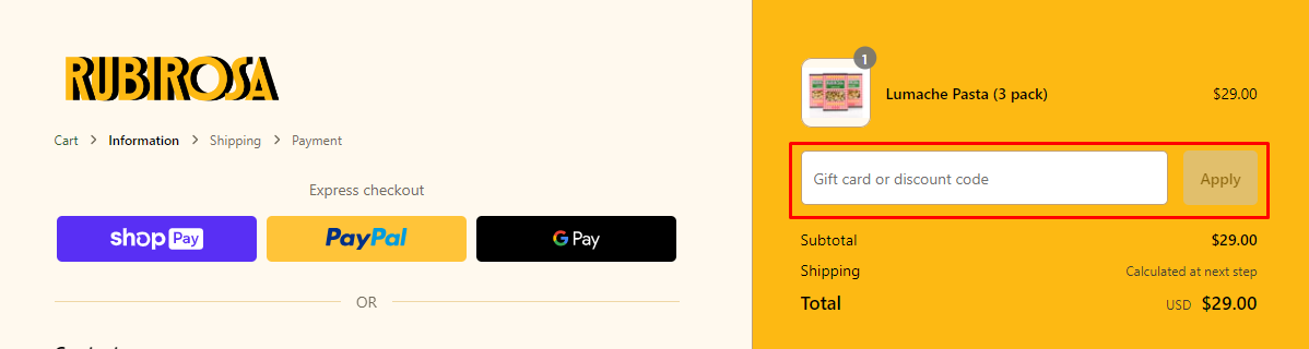 How do I use my Rubirosa discount code?