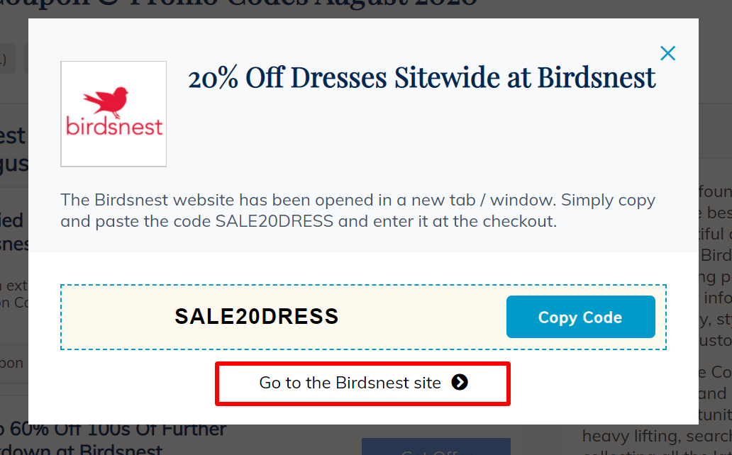 go to Birdsnest site N