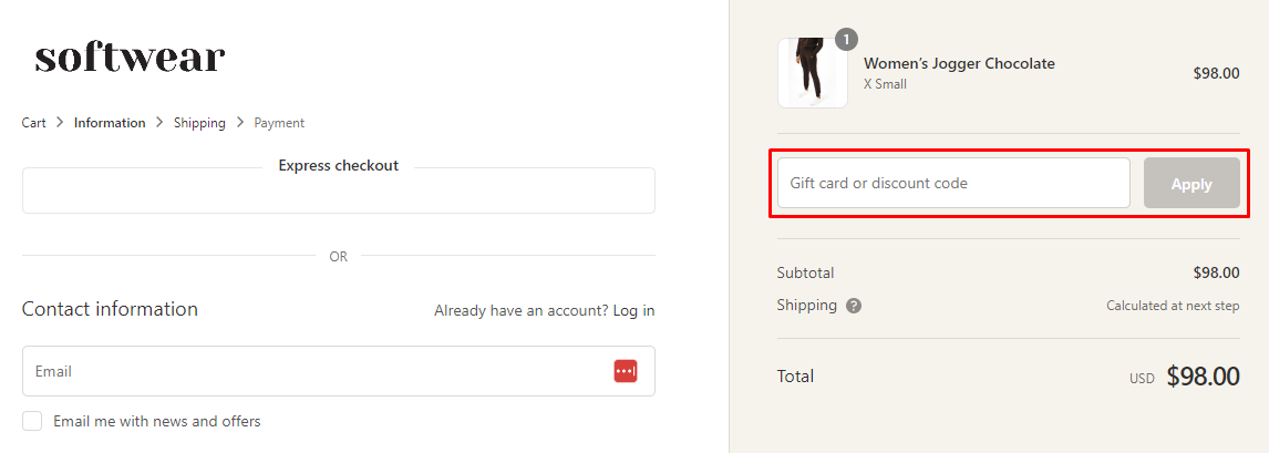How do I use my Softwear discount code?