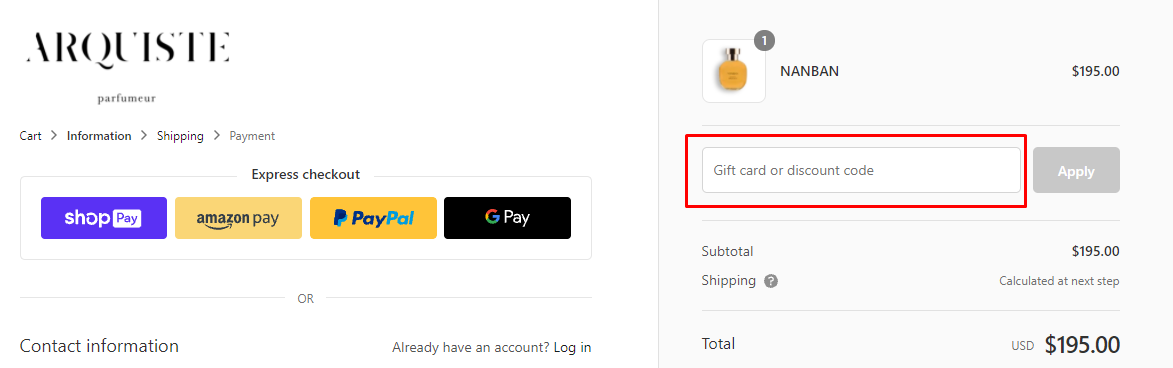 How do I use my ARQUISTE discount code?