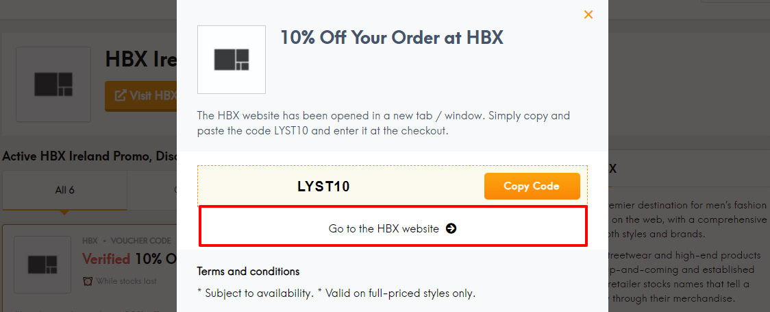 HBX promo code lc ie