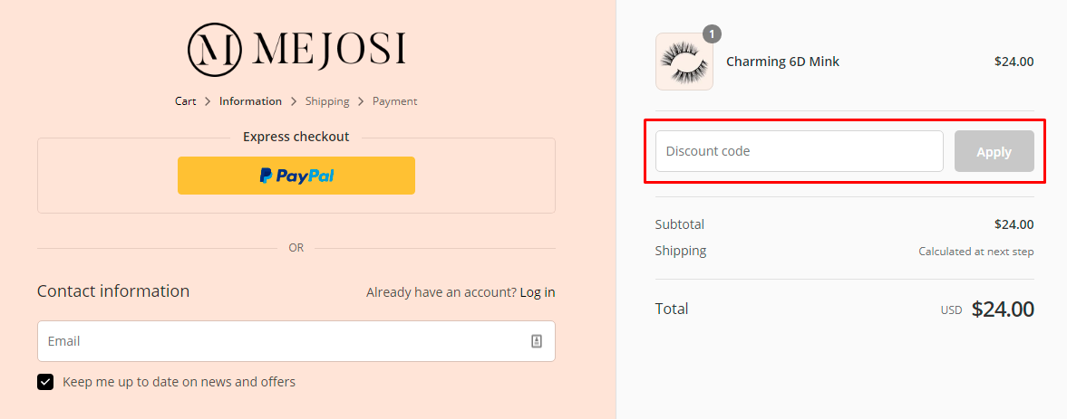 How do I use my Mejosi discount code?