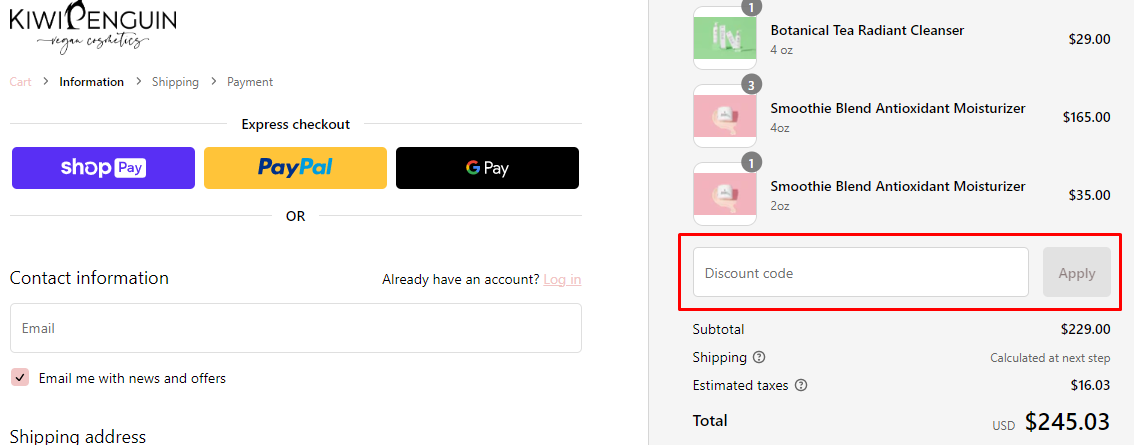 How do I use my KiwiPenguin discount code?