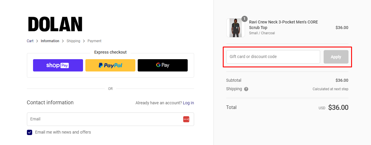 How do I use my DOLAN discount code?