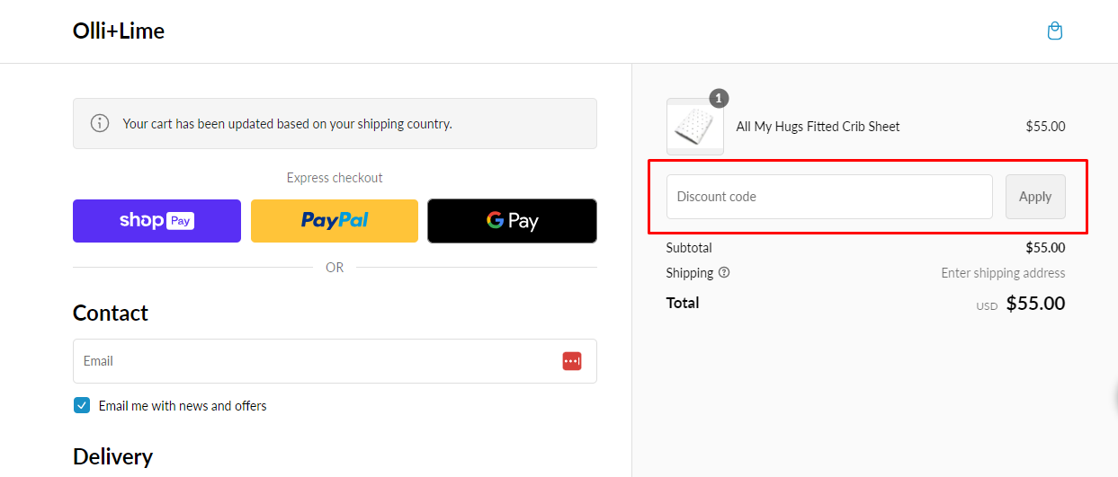 How do I use my Olli+Lime coupon code?