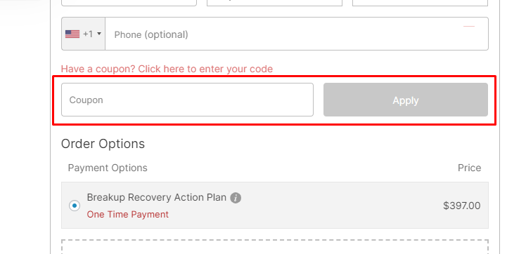How can I use my Breakup Recovery Action Plan coupon code?