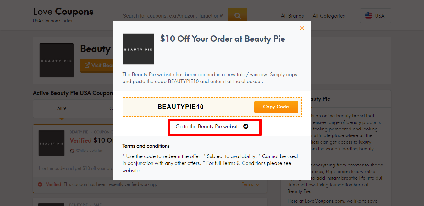 Beauty Pie website