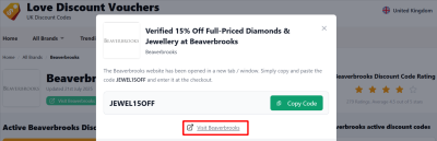 The highlighted red box shows the link that takes you to the Beaverbrooks website