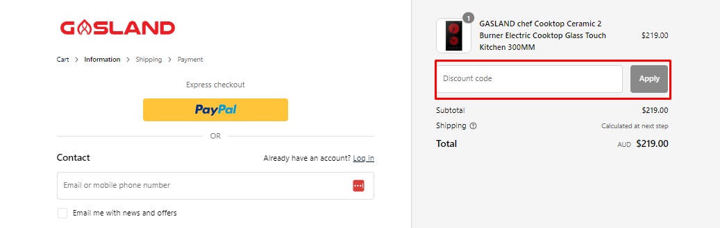 How can I use my GASLAND Chef discount code?