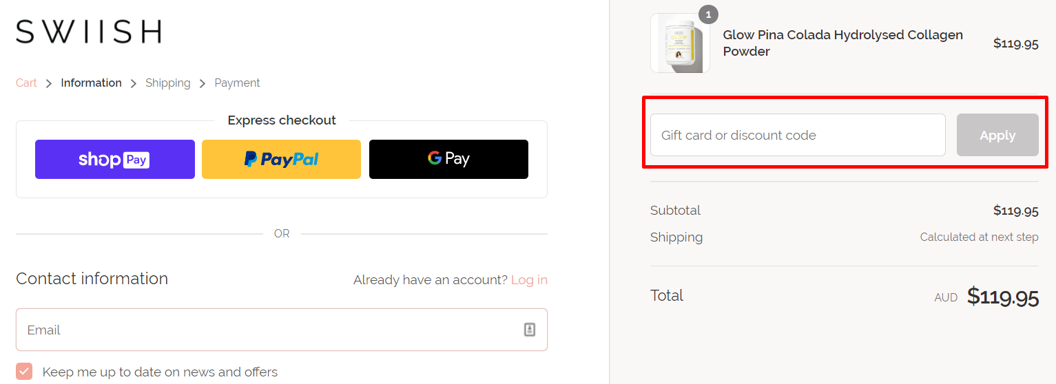 How do I use my SWIISH discount code?