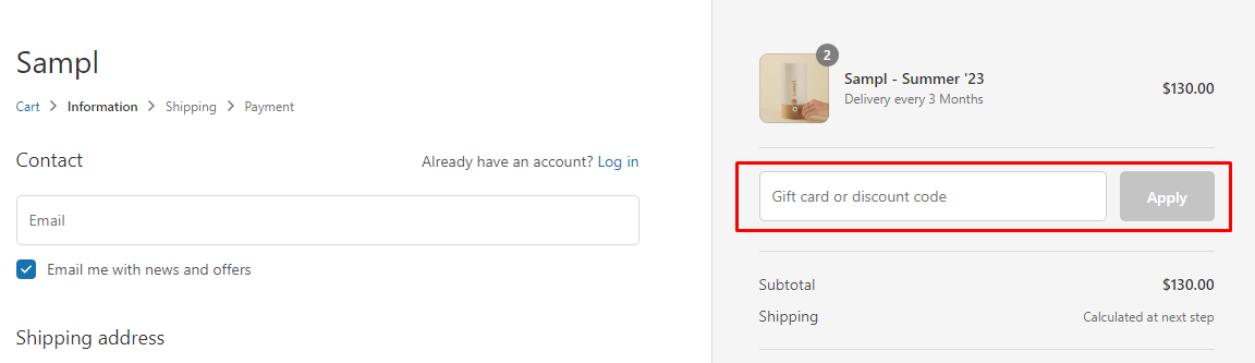 How do I use my Sampl discount code?