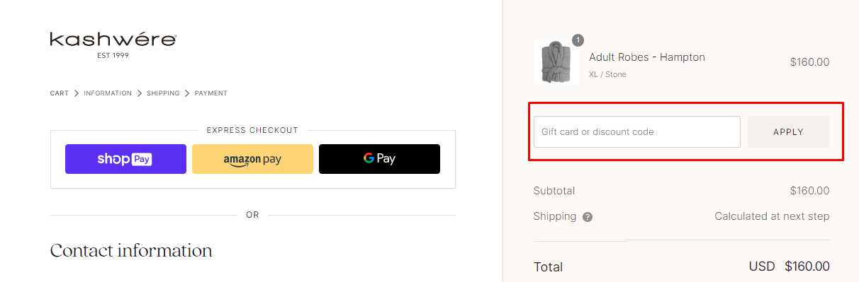 How do I use my Kashwére discount code?