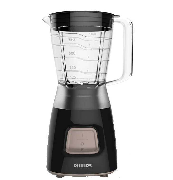 The Philips Daily collection blender in a black colour  and in a white background