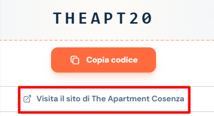 collegamento diretto al sito The Apartment Cosenza dove poter aggiungere ed applicare un codice sconto The Apartment Cosenza alla sezione adatta
