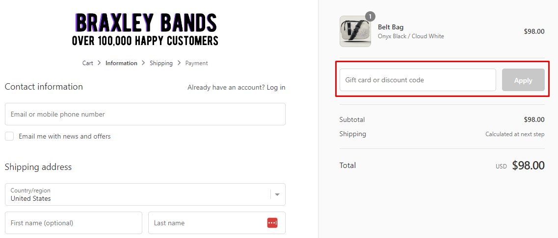 How do I use my Braxley Bands discount code?