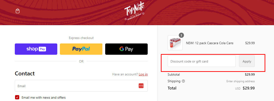 How do I use my Top Note coupon code?