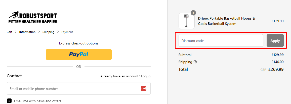 How do I use my Robustsport discount code?