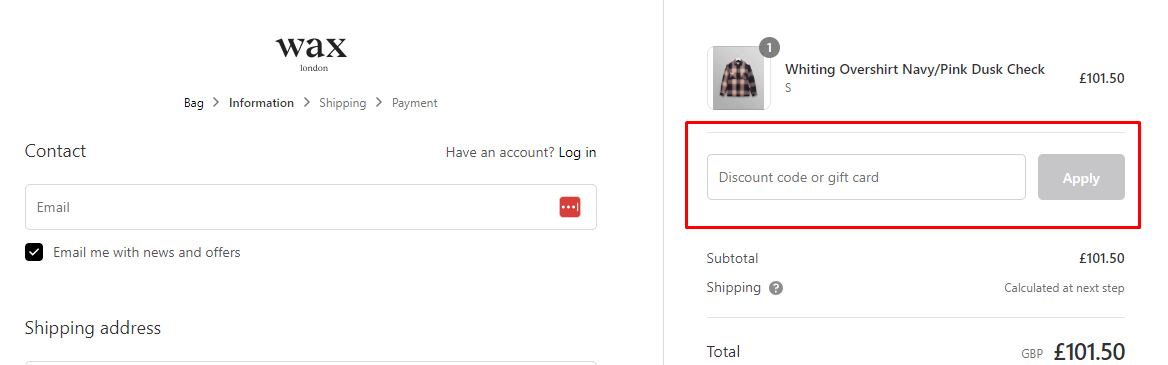 How do I use my Wax London discount code?