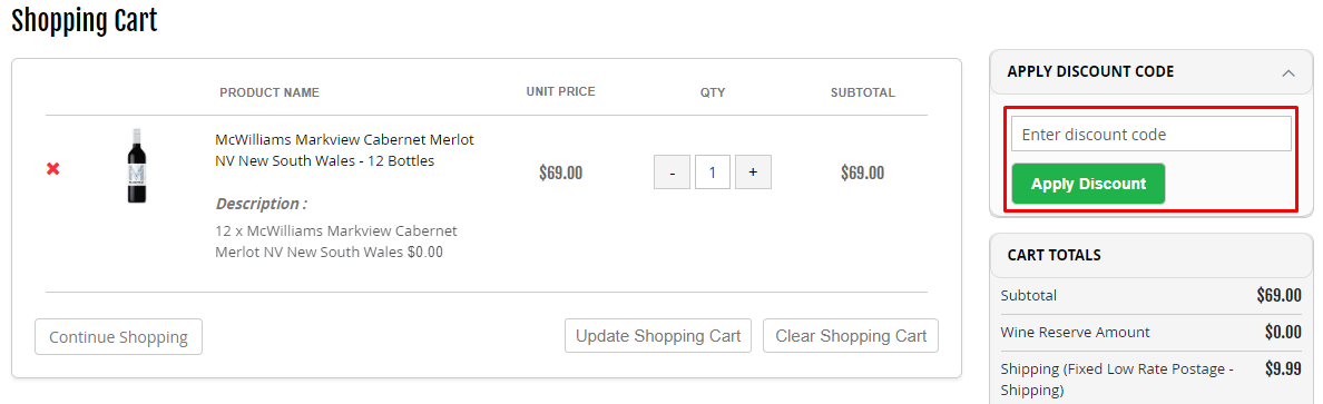 How do I use my Just Wines discount code?