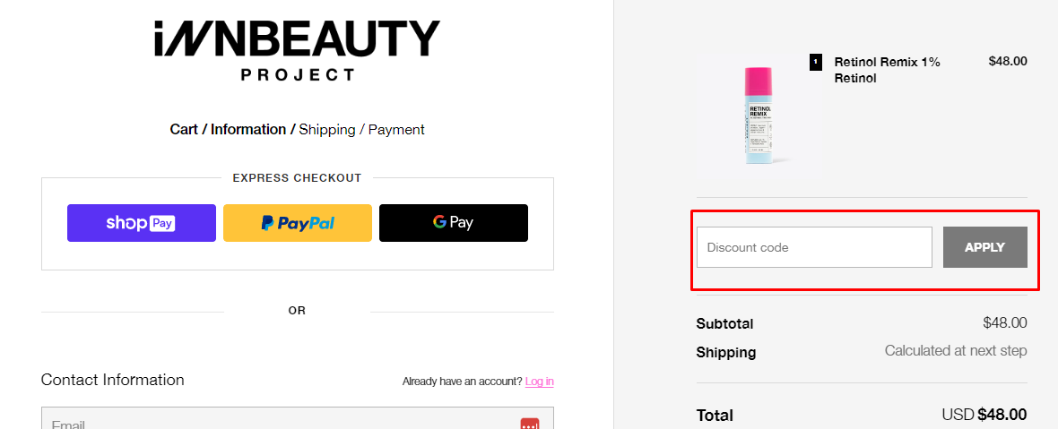 How do I use my InnBeauty Project discount code?