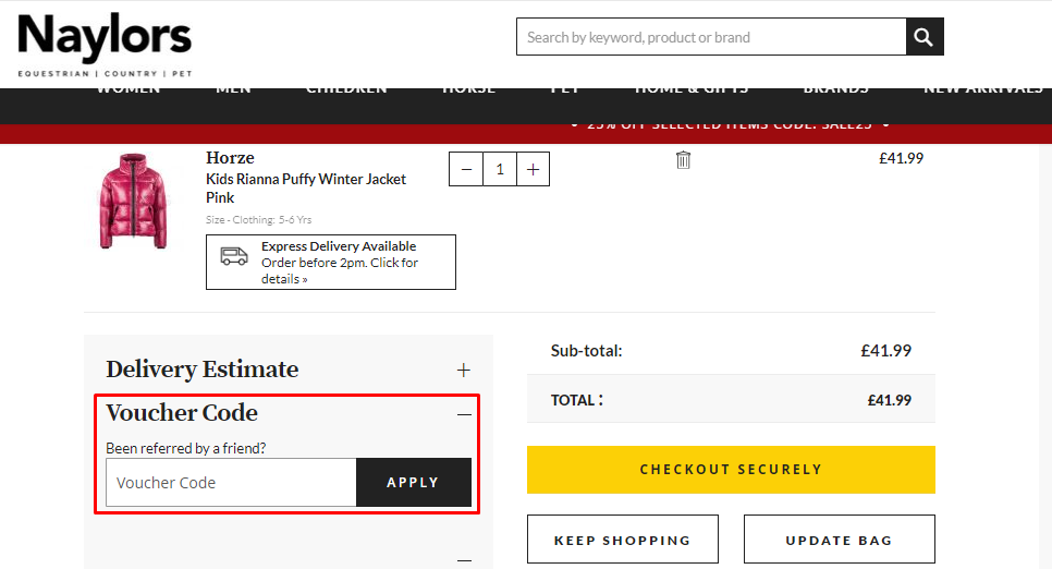 How do I use my Naylors voucher code?