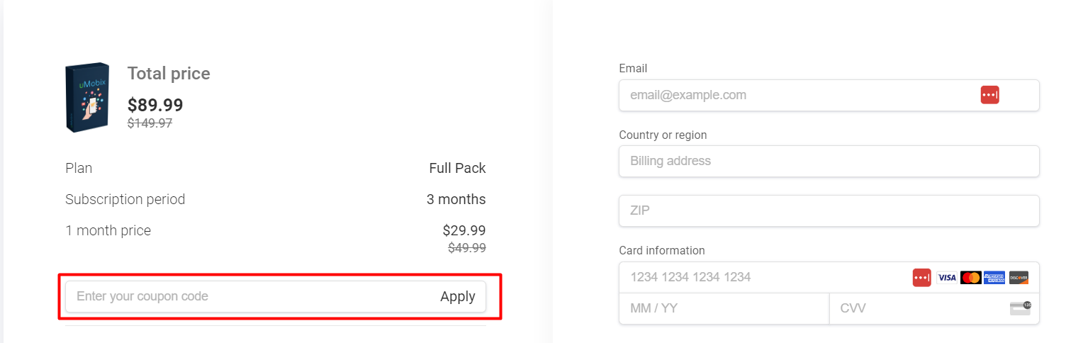 How do I use my uMobix  coupon code?