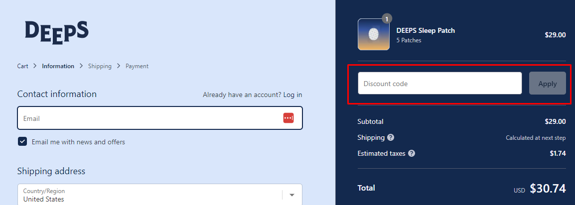 How do I use my Deeps discount code?