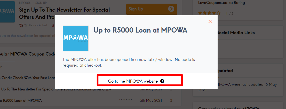 MPOWA offer