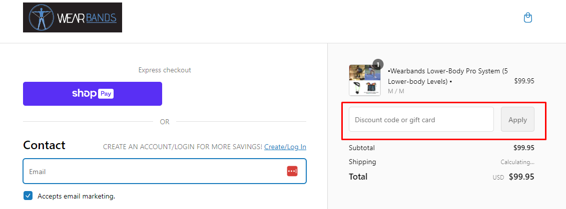 How do I use my WearBands discount code?