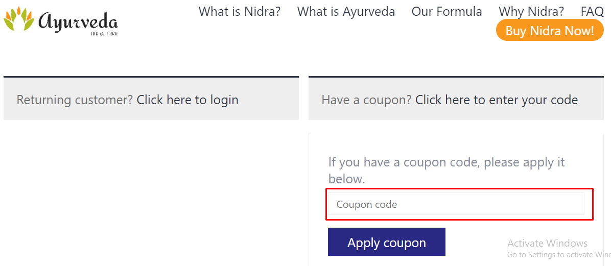 How do I use my Ayurveda Herbal Corp coupon code?