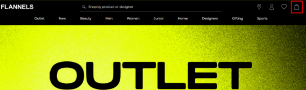 The FLANNELS website and different shopping categories
