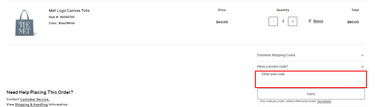 How do I use my The Met Store promo code?