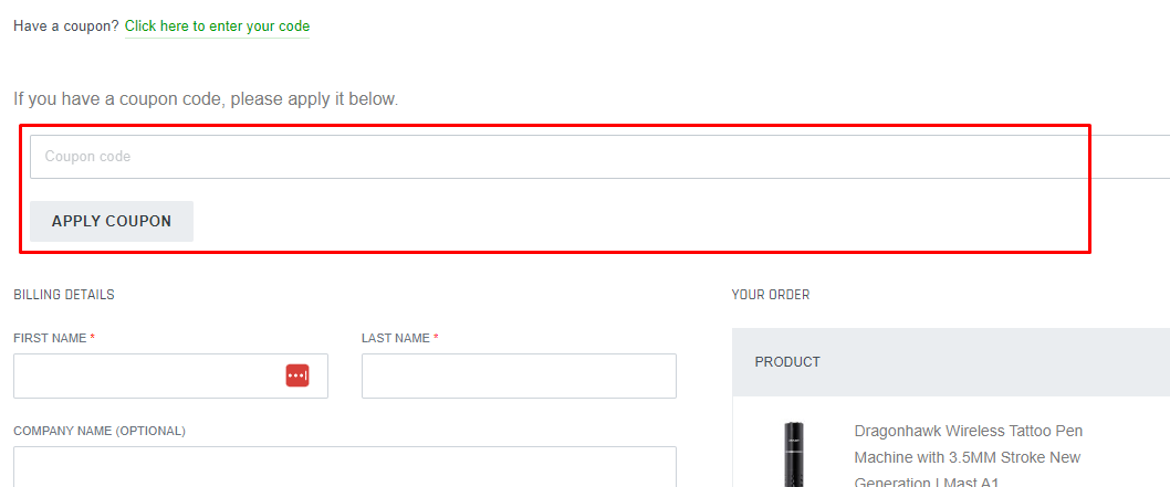 How do I use my Dragonhawktattoos coupon code?