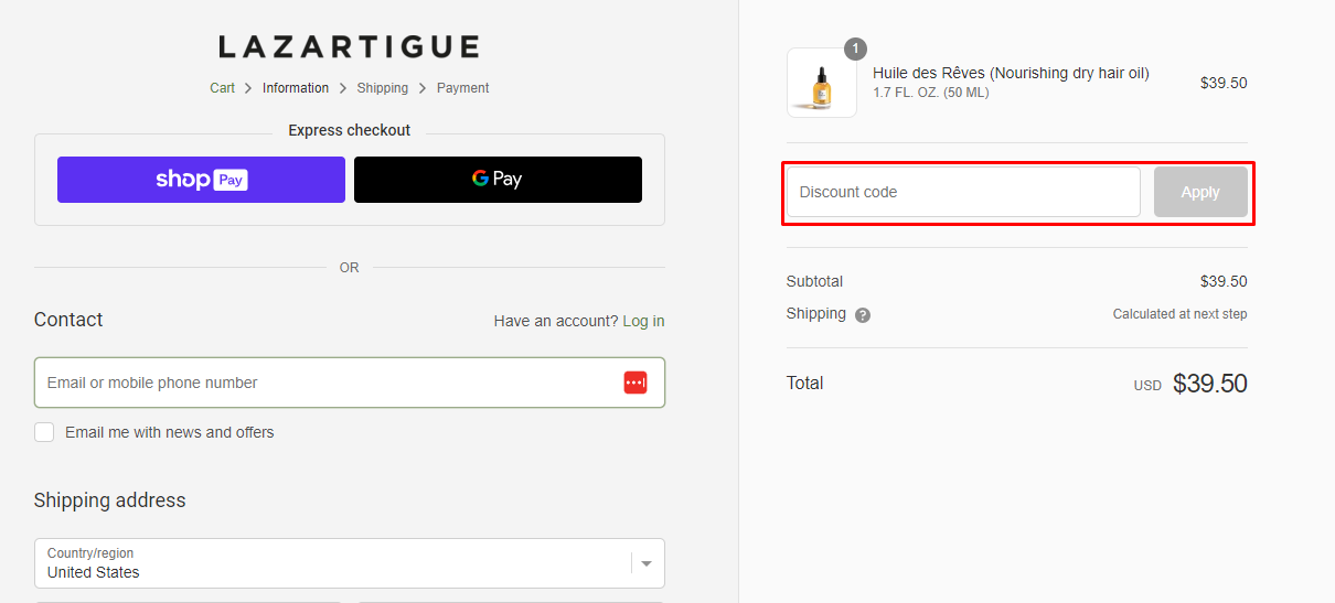 How do I use my Lazartigue discount code?