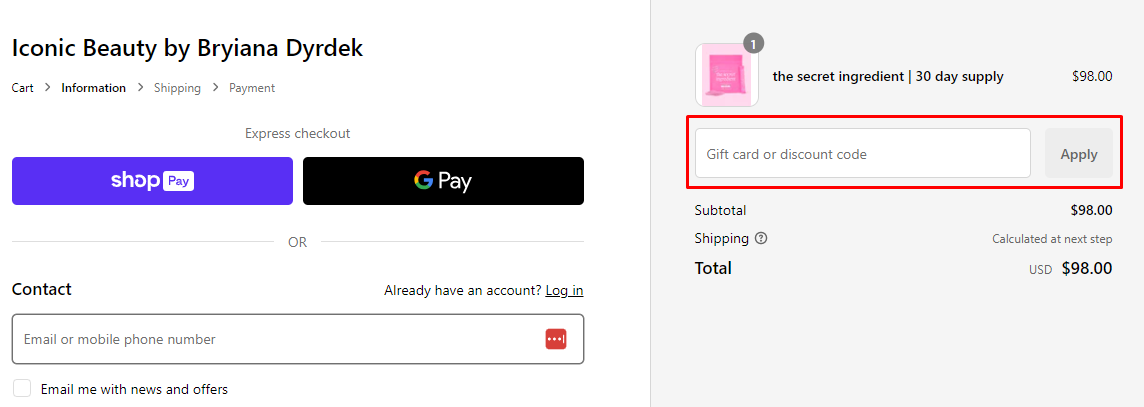 How do I use my Iconic Beauty discount code?