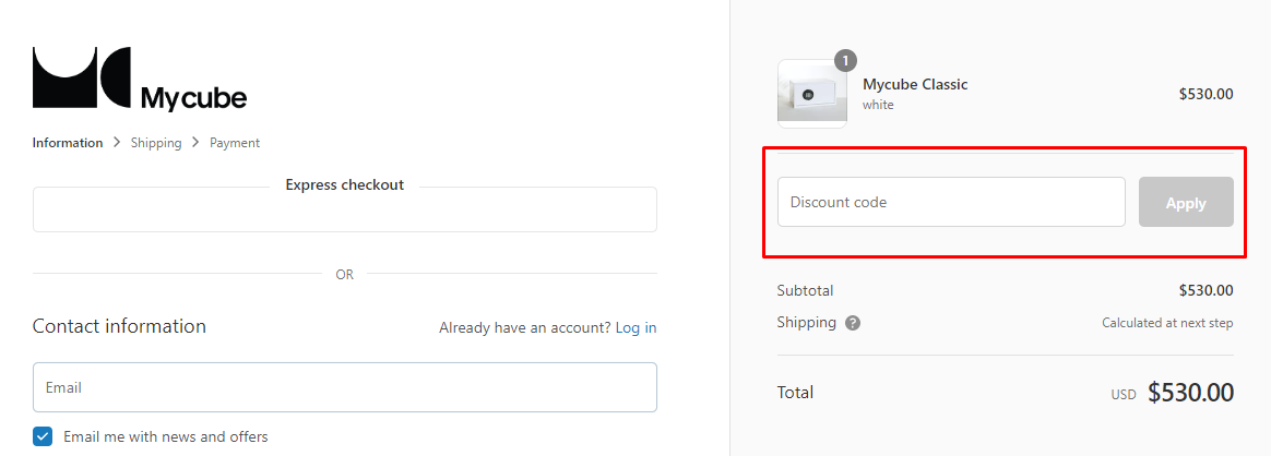 How do I use my Mycube discount code?