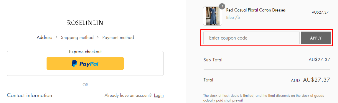 How do I use my Roselinlin discount code?