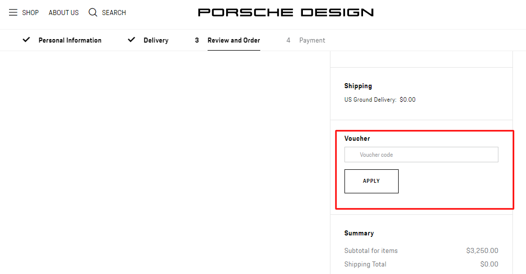 How do I use my Porsche Design coupon code?