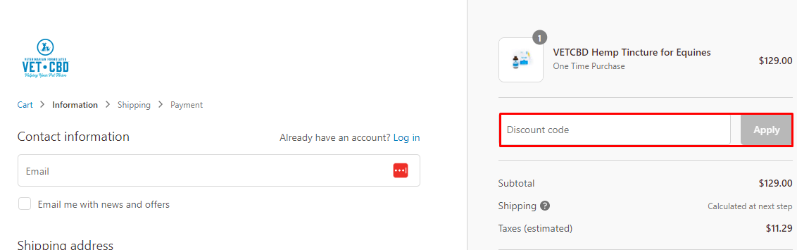 How do I use my VETCBD discount code?