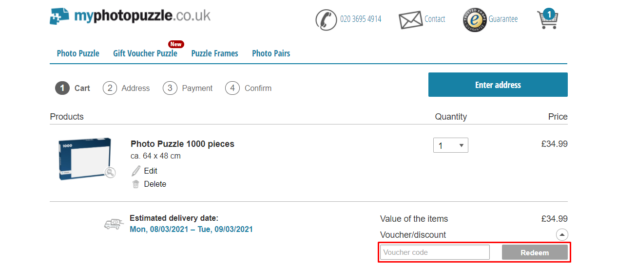How do I use my My Photo Puzzle voucher code?
