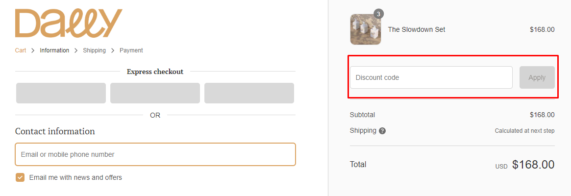 How do I use my Dally discount code?
