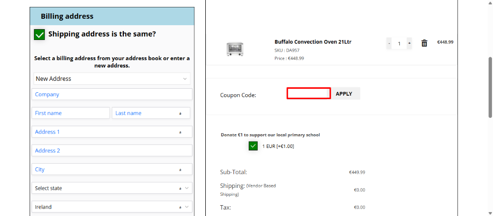 A red box that shows where to paste your Caterboss discount code