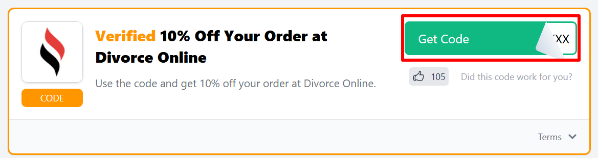 A Divorce Online promo code for customers to use to save money 
