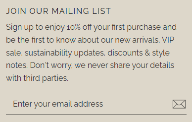 The Aspiga newsletter sign-up page.
